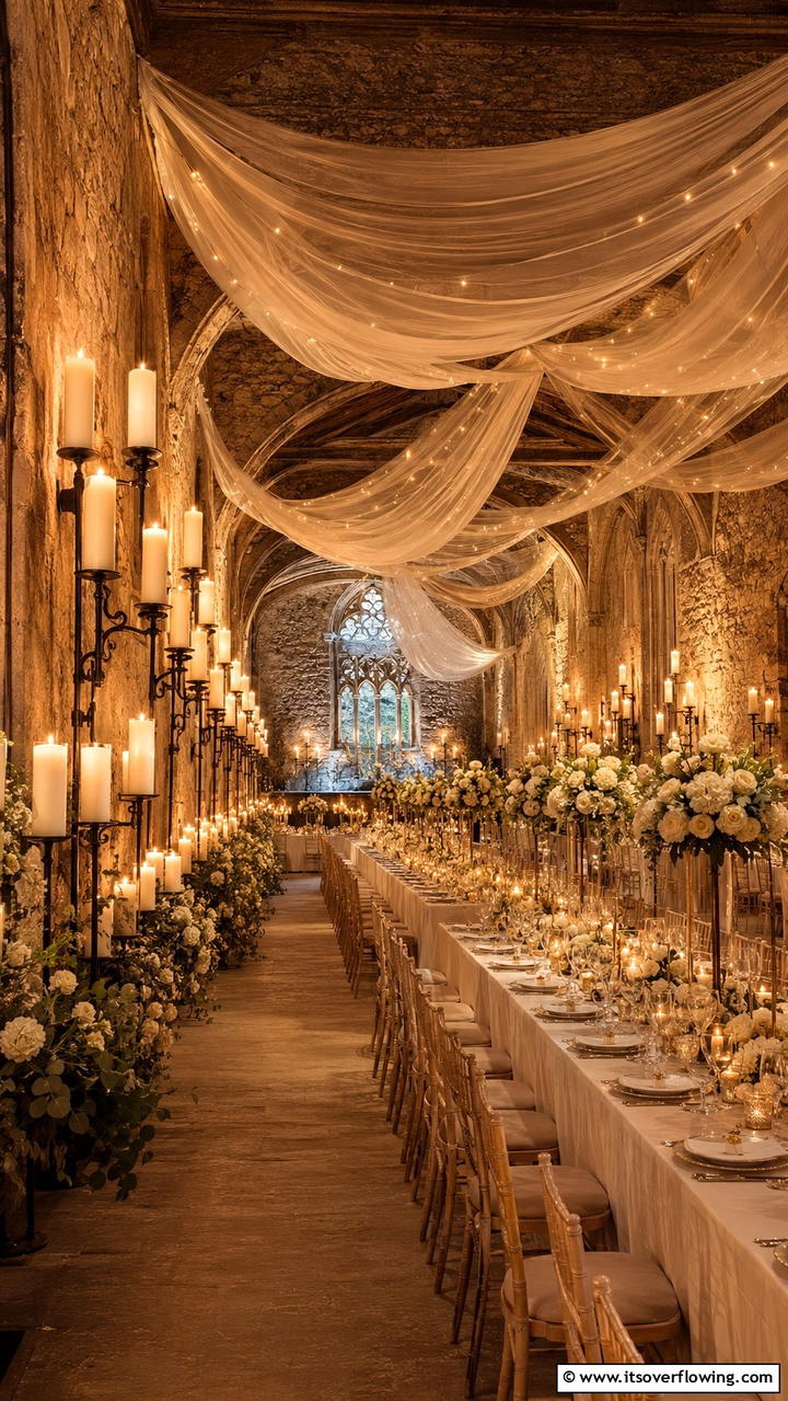 Candlelit Hall Ambiance - 30 Harry Potter Wedding Ideas- Enchanting Themed Celebrations