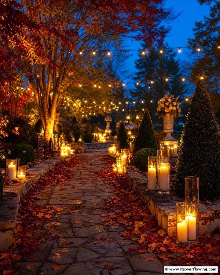 Candlelit Pathways - 21 Fall Wedding Décor Ideas for a Seasonal Celebration