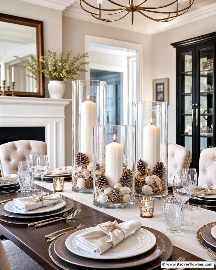 Candles in Glass Hurricanes for a Timeless Look - 25 Decorating With Candles Ideas for a Warm and Inviting Home