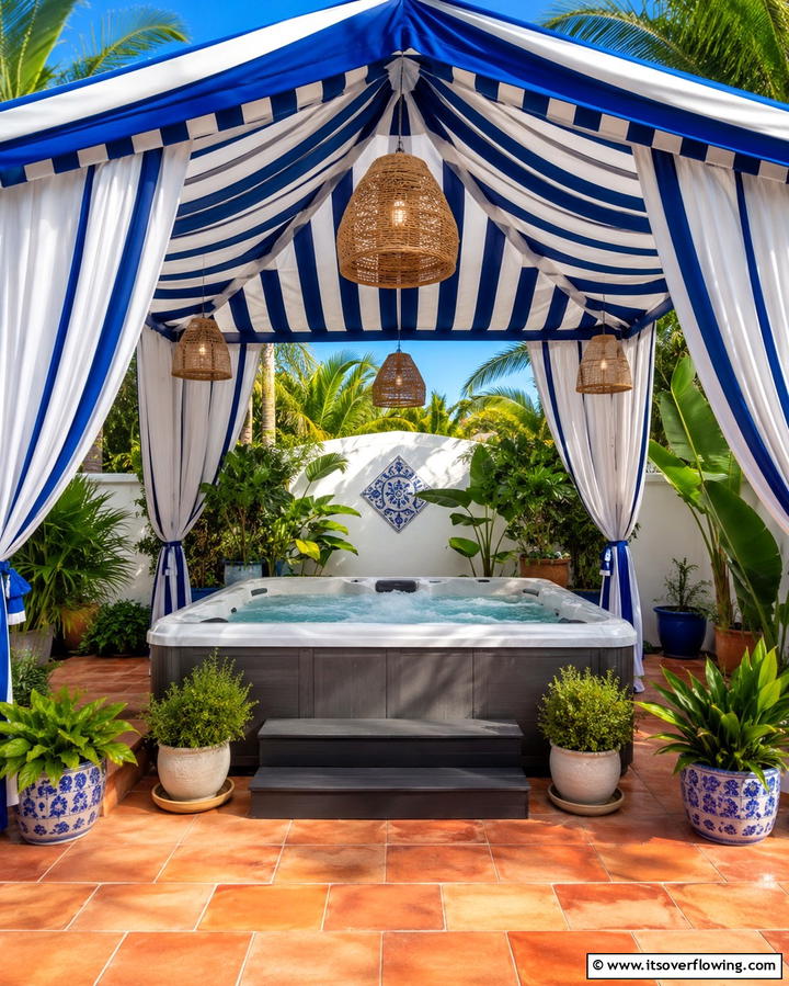 Canopies for a Shaded Oasis - 25 Backyard Hot Tub Privacy Ideas for Relaxing Spaces