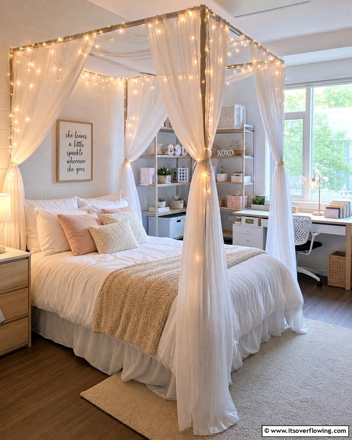 Canopy Bed Ambiance - 21 Dorm Room Decorating Ideas for Style and Function