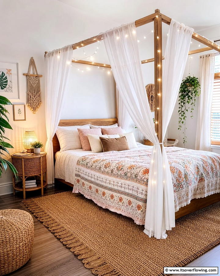 Canopy Bed for a Dreamy Feel - 20 Cozy Small Boho Bedroom Design Ideas