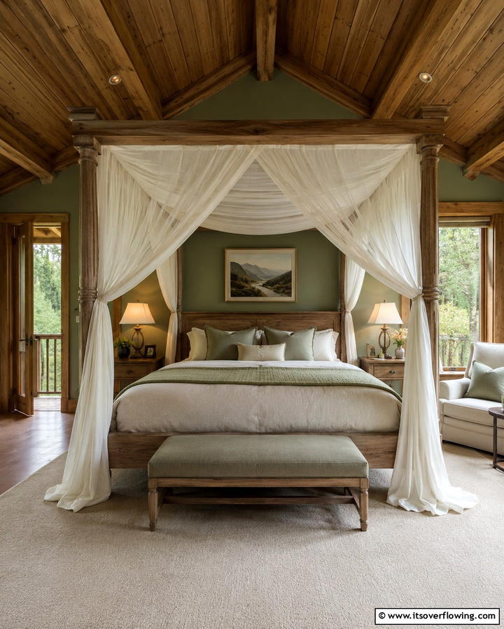 Canopy Beds with Draped Fabrics - 30 Forest-Themed Bedroom Ideas for Nature-Inspired Retreats