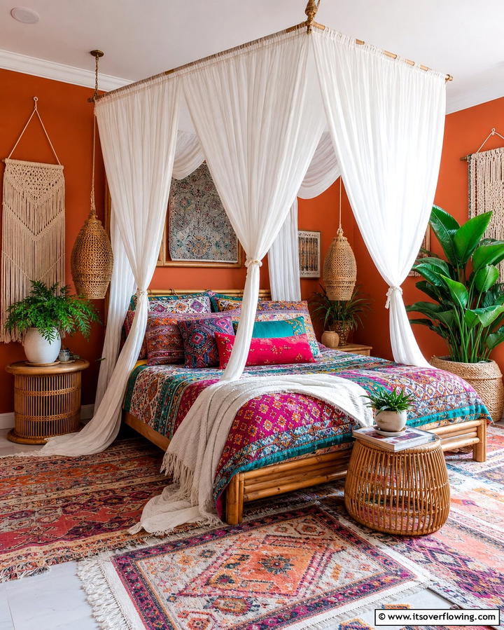 Canopy Beds with Sheer DrapesExact - 25 Colorful Boho Bedroom Ideas for a Cozy Retreat