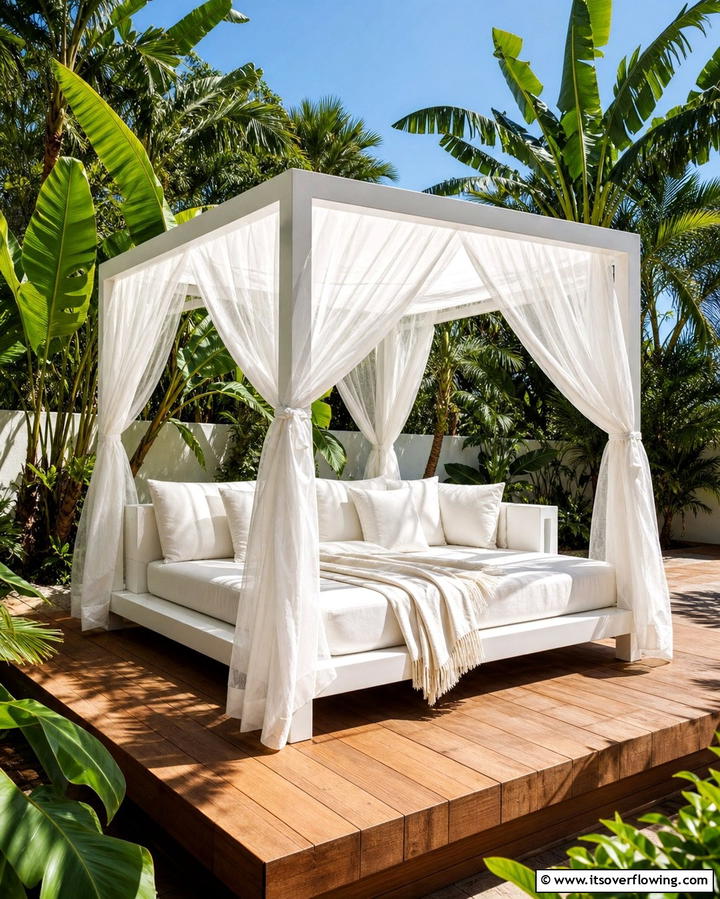 Canopy Daybed - 25 Garden Seating Ideas for Relaxing Outdoor Spaces