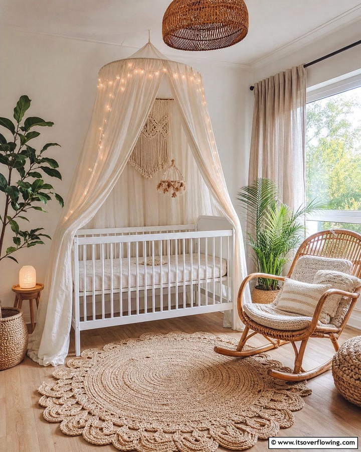 Canopy Over the Crib - 25 Boho Nursery Ideas for a Cozy and Chic Space