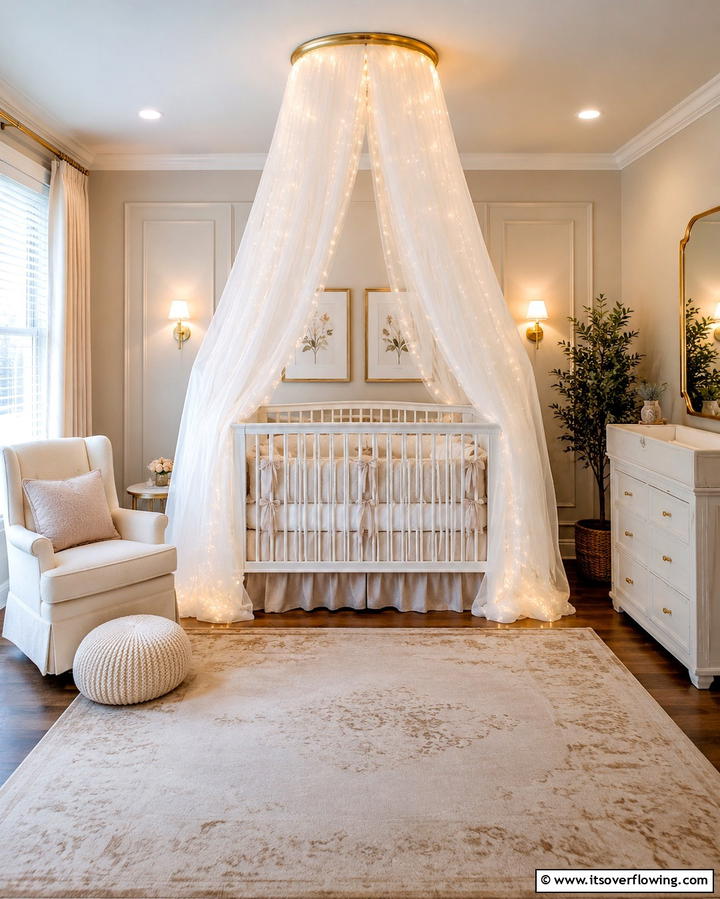 Canopy Over the Crib - 25 Princess Nursery Ideas for a Magical Baby Room