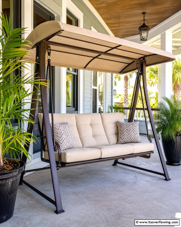 Canopy Style Porch Swing - 20 Front Porch Swing Ideas for a Cozy and Inviting Entrance
