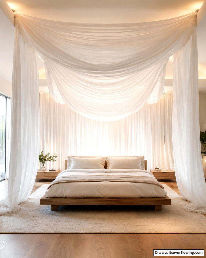 Canopy or Drapery - 25 No Headboard Ideas for a Modern and Minimalist Bedroom