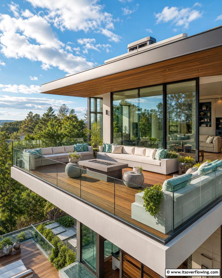 Cantilever Balcony with Built In Seating - 20 Cantilever Balcony Ideas for Modern Homes