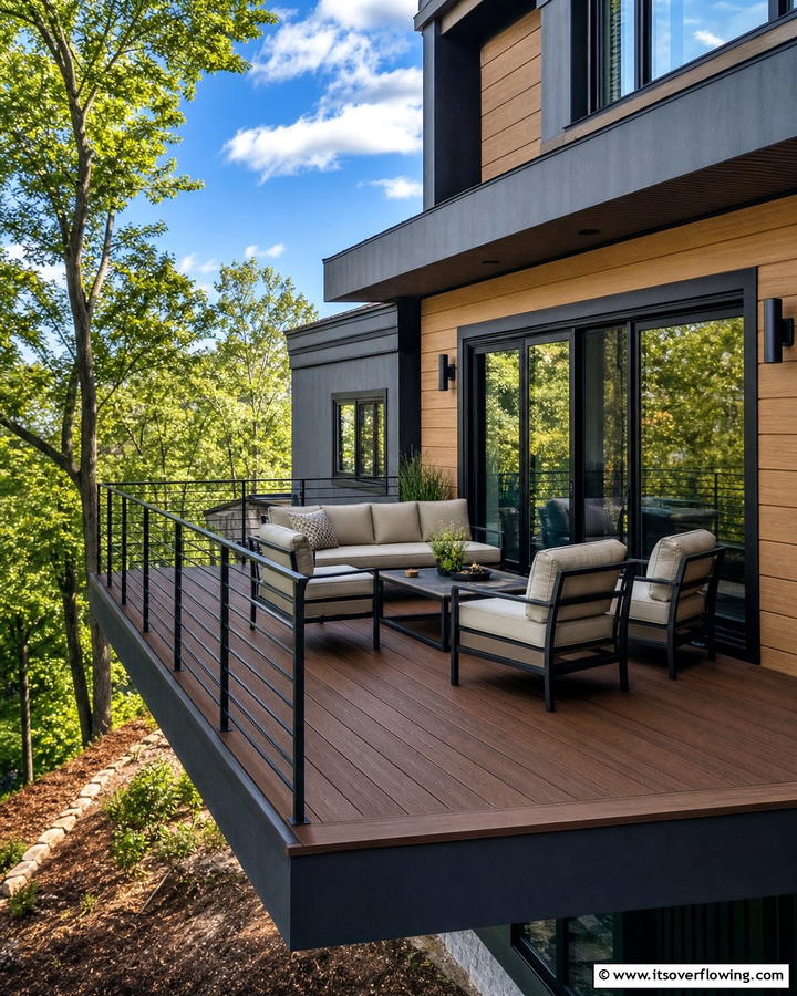 Cantilever Balcony with Composite Decking - 20 Cantilever Balcony Ideas for Modern Homes