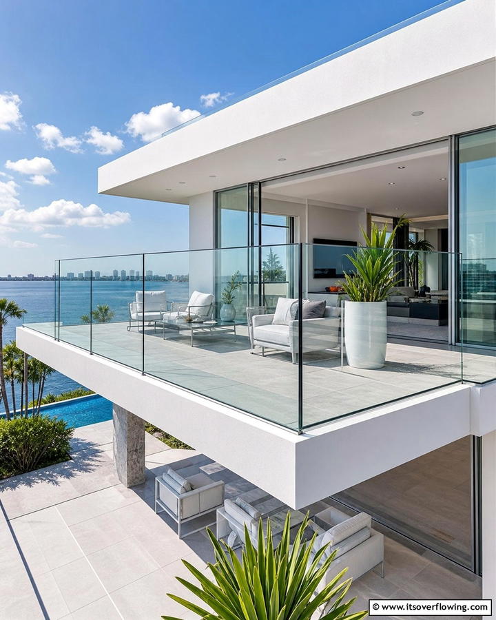 Cantilever Balcony with Glass Railings for Modern Elegance - 20 Cantilever Balcony Ideas for Modern Homes