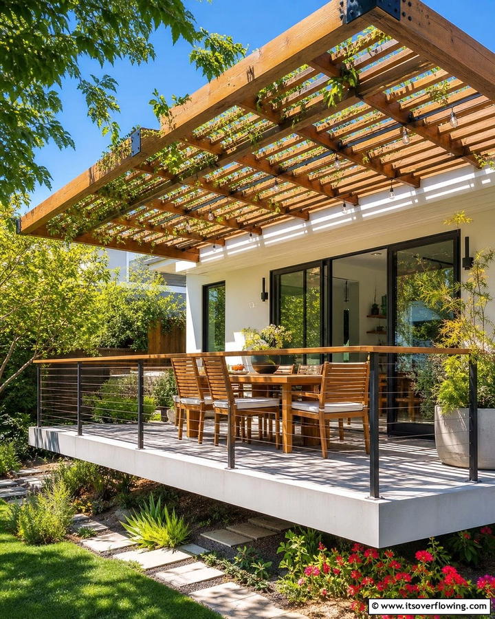 Cantilever Balcony with Pergola for Shade and Style - 20 Cantilever Balcony Ideas for Modern Homes