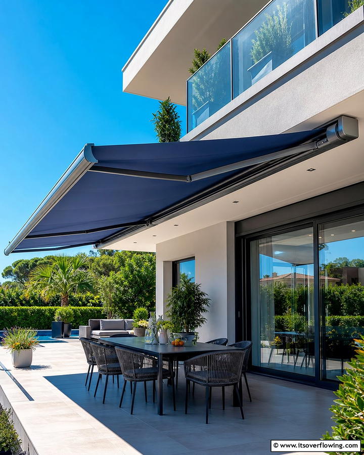 Cantilever Balcony with Retractable Awnings - 20 Cantilever Balcony Ideas for Modern Homes
