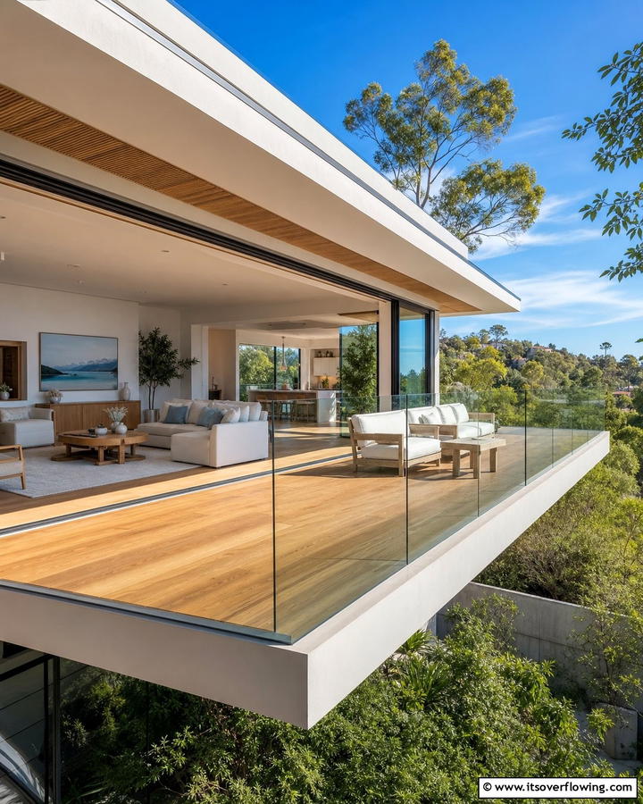 Cantilever Balcony with Sliding Glass Doors - 20 Cantilever Balcony Ideas for Modern Homes