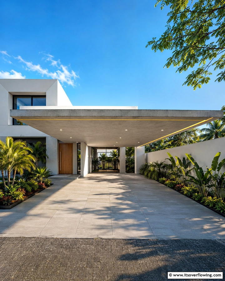 Cantilevered Car PorchExact - 25 Car Porch Design Ideas for a Welcoming Entrance