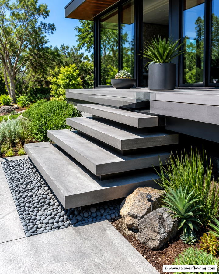 Cantilevered Deck Steps for a Futuristic Appeal - 25 Deck Steps Ideas for a Safe and Stylish Entry