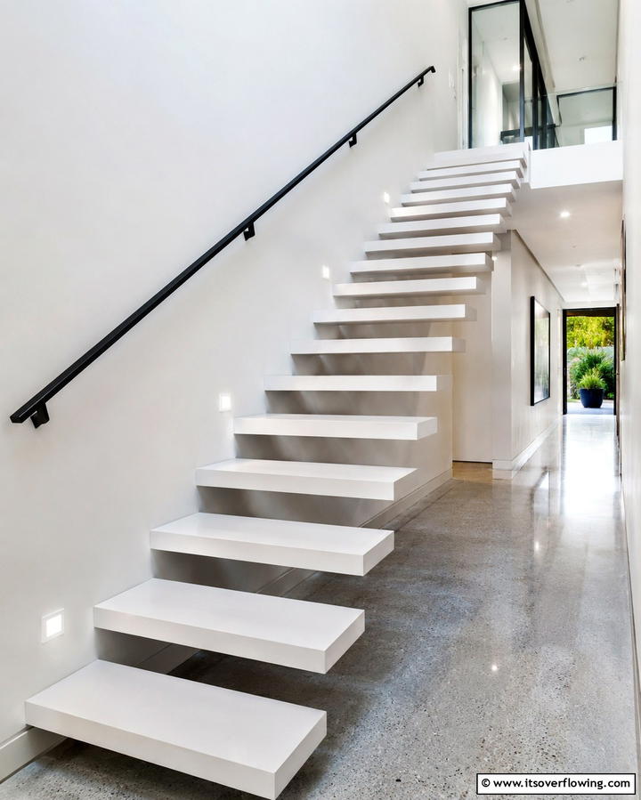Cantilevered Design Staircase - 30 Modern Staircase Ideas- Sleek & Architectural Designs
