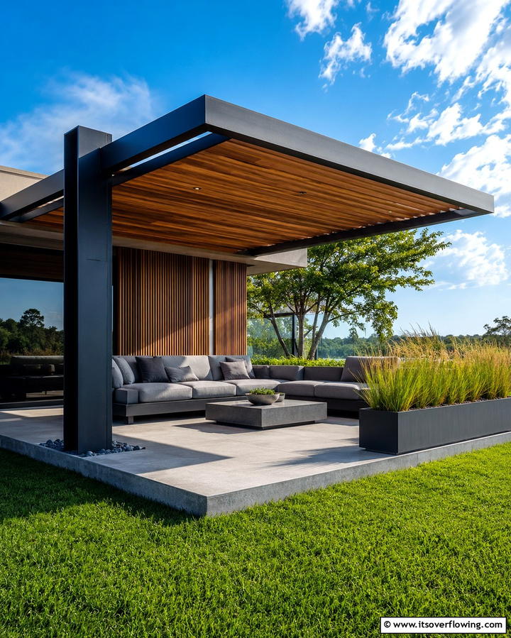 Cantilevered Pergola - 20 Small Patio Pergola Ideas for Cozy Outdoor Spaces