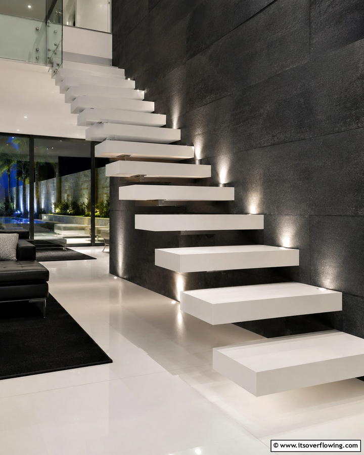 Cantilevered Steps - 30 Open Staircase Ideas to Elevate Your Home Organization