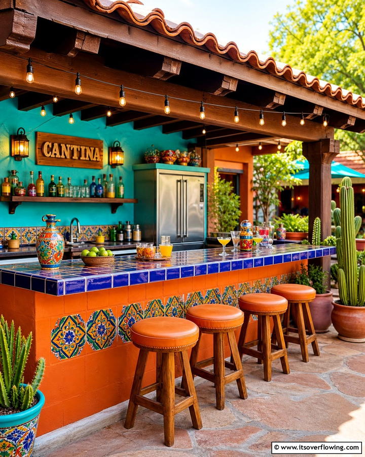 Cantina Style Bar Setup - 20 Mexican Outdoor Kitchen Ideas for Vibrant Spaces