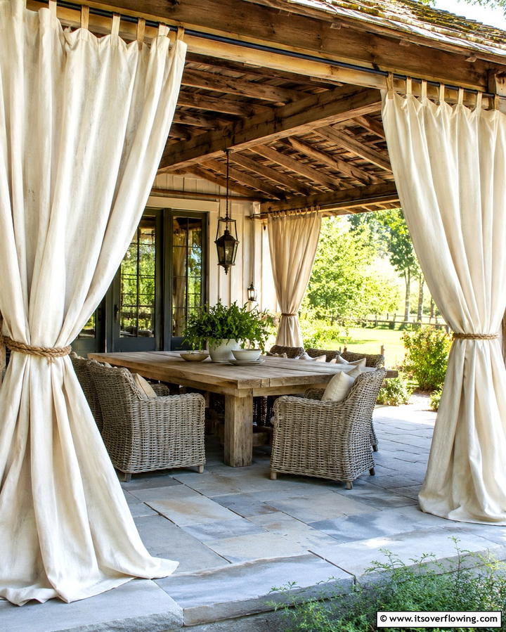 Canvas Drop Cloth Curtains - 30 Cheap Ways to Block Neighbors View in Your Garden