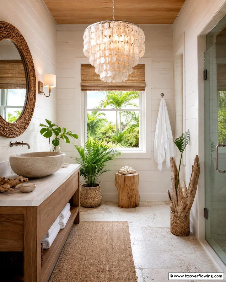 Capiz Shell Chandeliers - 25 Bathroom Chandelier Ideas for a Luxurious Touch