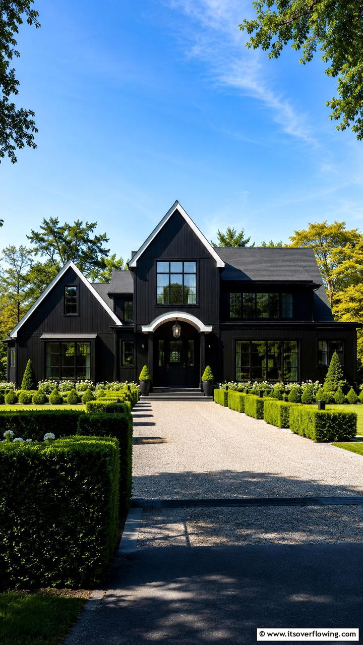 Captivating Black Silhouette - 30 Black House Exteriors- Bold Paint Colors for Modern Homes