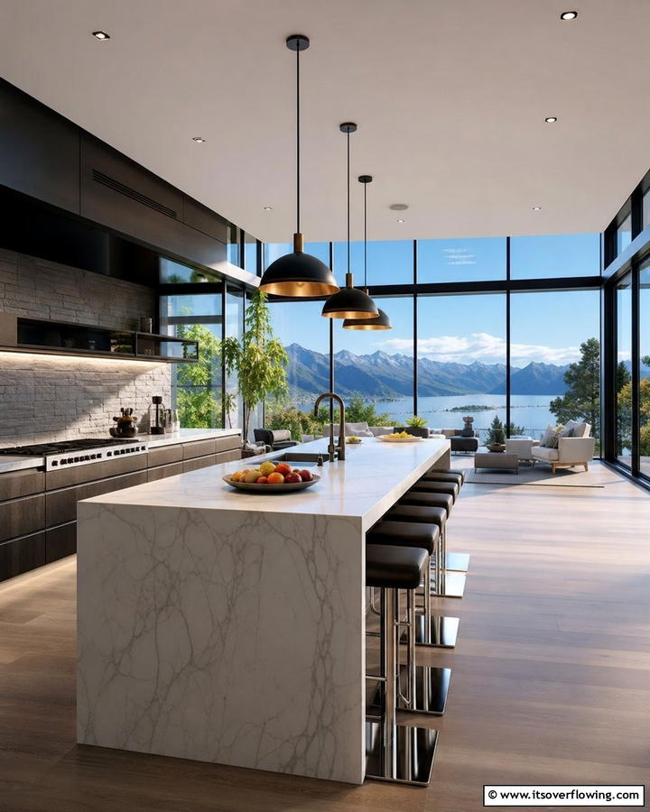 Capturing Scenic Views with Panoramic Window Designs - 21 Kitchen Window Ideas to Brighten Your Cooking Space