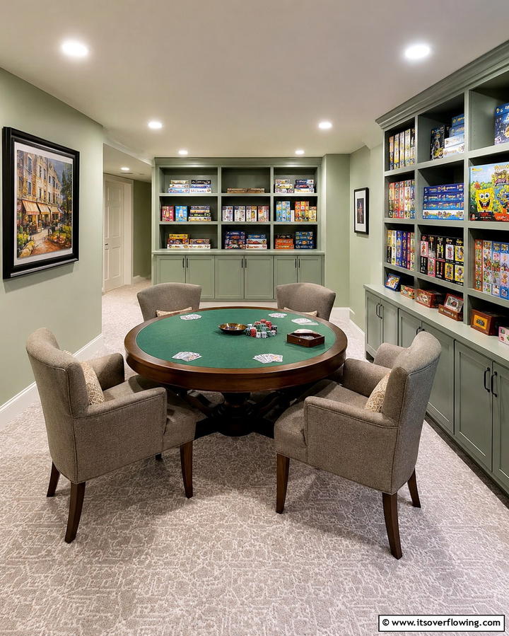 Card Game and Puzzle Room - 30 Fun Basement Game Room Ideas for Family Entertainment