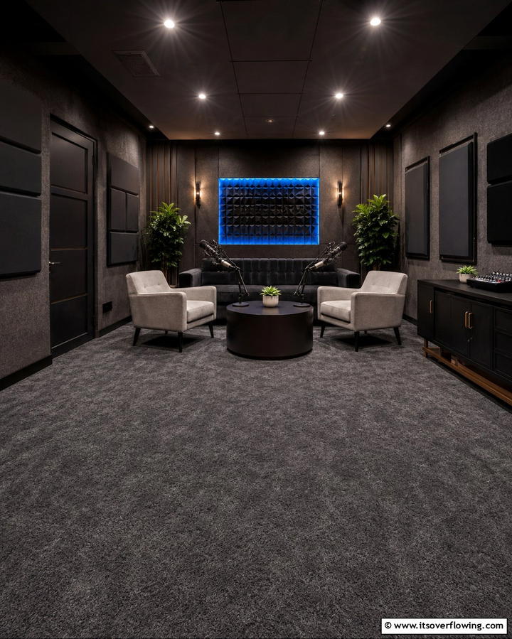 Carpeted Floors for Sound Absorption - 25 Podcast Room Ideas for a Professional Setup
