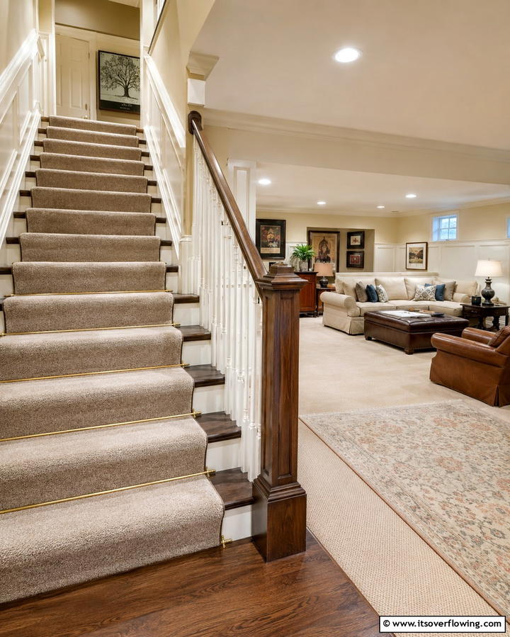 Carpeted Stairs for Comfort and Warmth - 25 Basement Stair Ideas to Transform Your Space