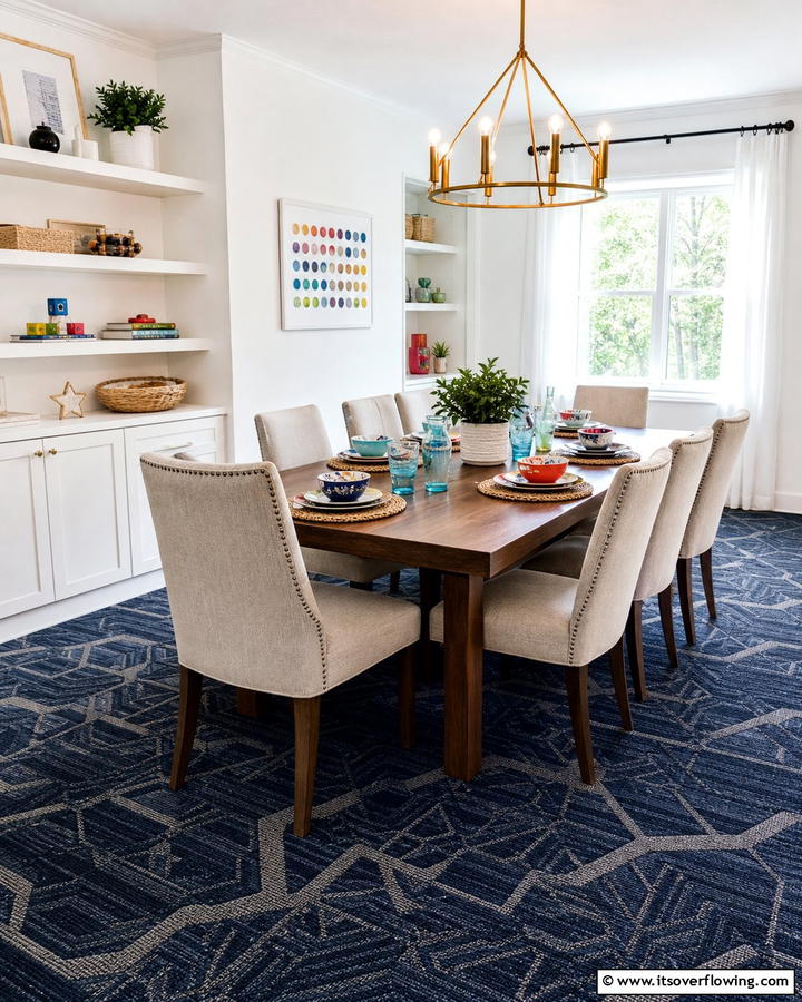 Carpets with Kid Friendly Features - 20 Cozy Carpeted Dining Room Ideas for Comfort