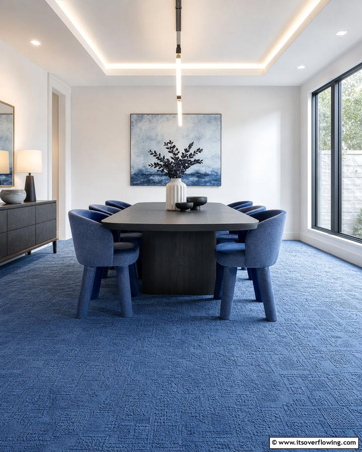 Carpets with Monochromatic Themes - 20 Cozy Carpeted Dining Room Ideas for Comfort