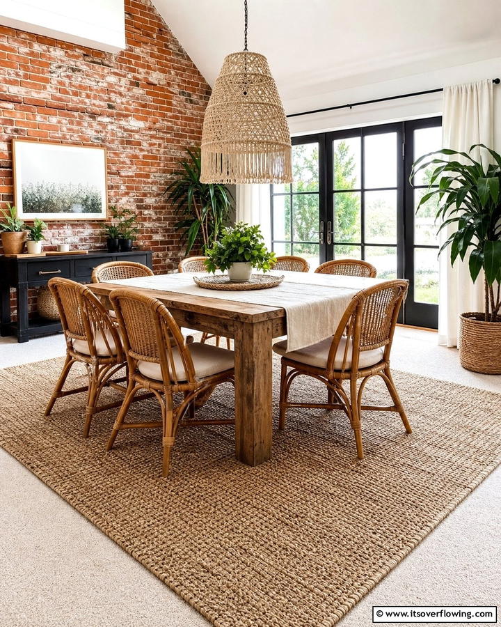 Carpets with Natural Fibers for Sustainability - 20 Cozy Carpeted Dining Room Ideas for Comfort