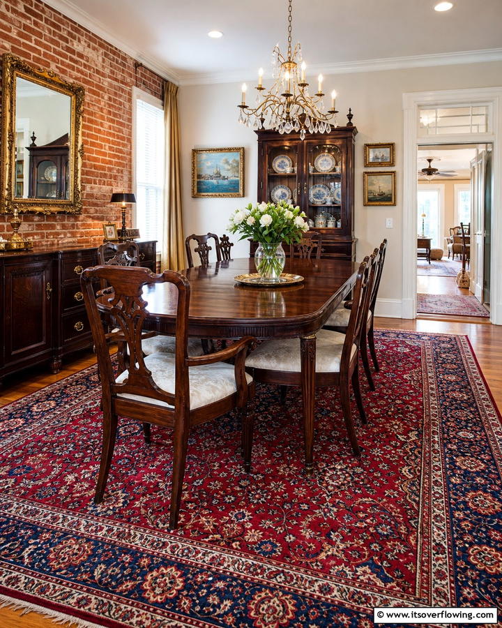 Carpets with a Vintage Inspired Design - 20 Cozy Carpeted Dining Room Ideas for Comfort