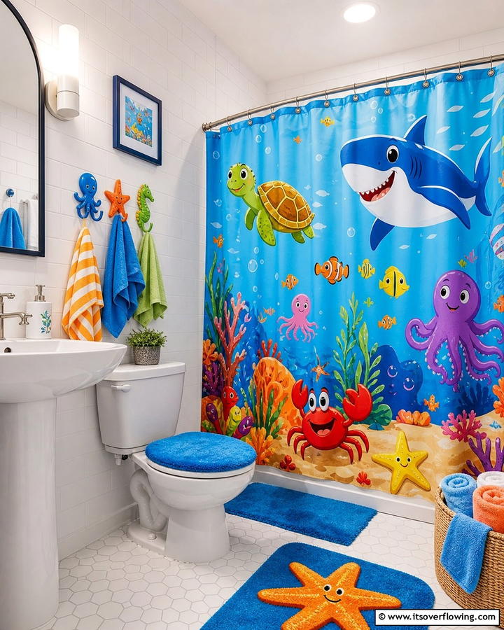 Cartoon or Character Themes for Kids - 25 Shower Curtain Ideas to Refresh Your Bathroom
