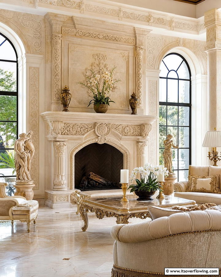 Carved Stone Mantels - 20 Mediterranean Fireplace Ideas for a Warm Ambiance