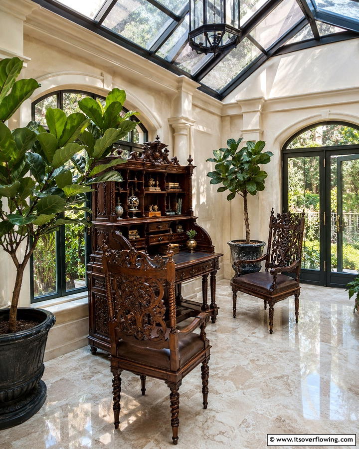 Carved Wooden Furniture - 25 Victorian Sunroom Ideas for a Bright Retreat