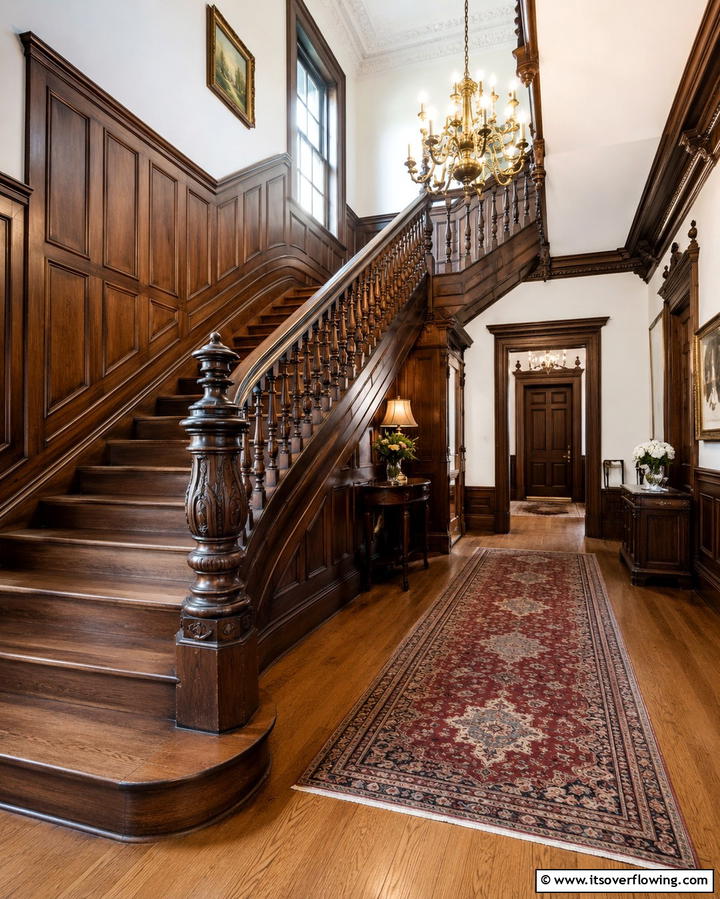 Carved Wooden Staircases - 25 Victorian Hallway Ideas for a Grand Entrance