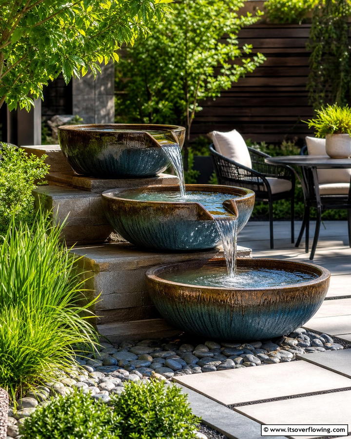 Cascading Bowl Waterfall - 25 Backyard Waterfall Ideas for a Tranquil Retreat