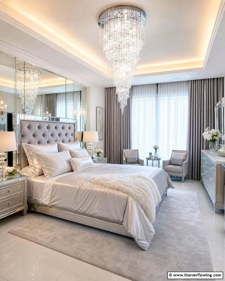 Cascading Crystals - 20 Bedroom Chandelier Ideas to Elevate Your Space