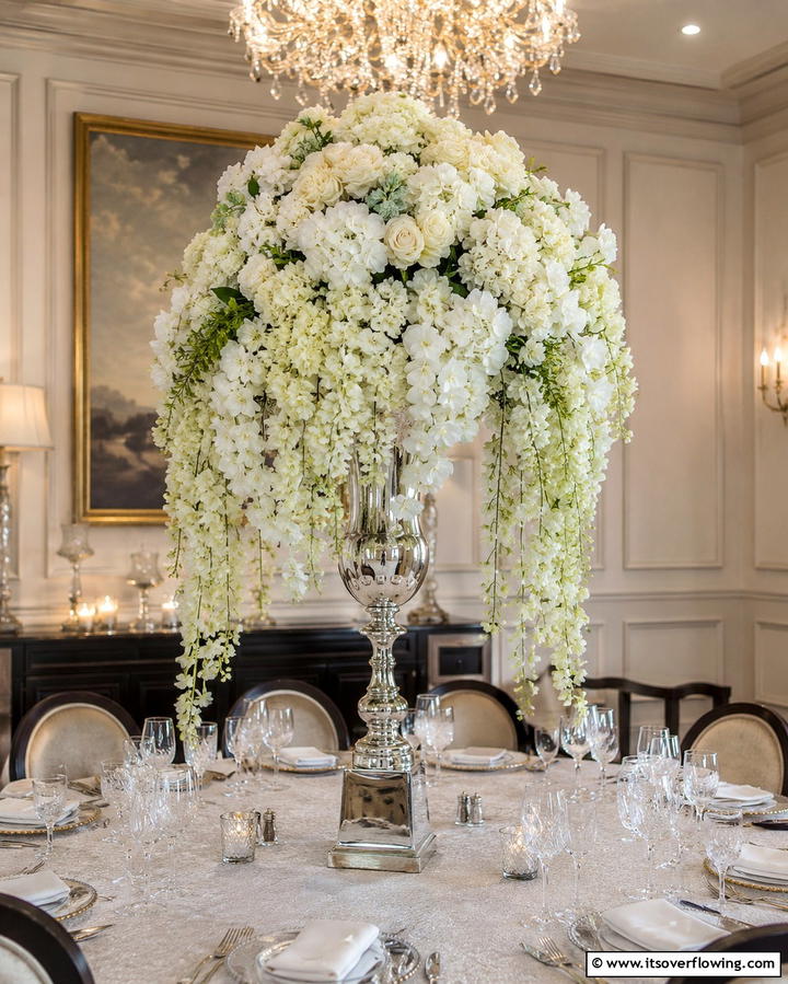 Cascading Hydrangea Centerpiece - 25 Hydrangea Centerpiece Ideas for Elegance