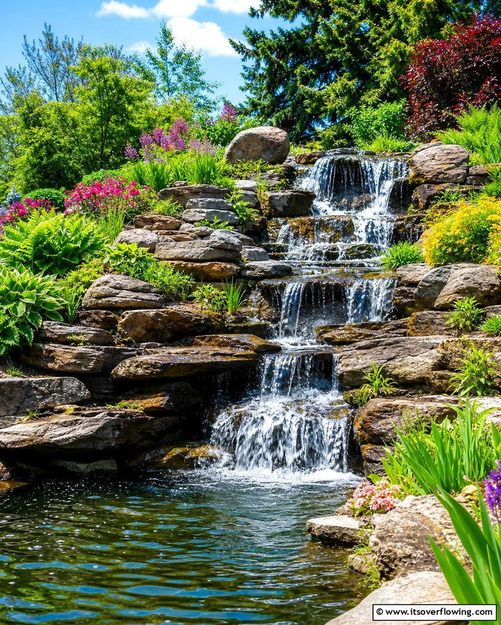Cascading Waterfalls - 25 Pond Landscaping Ideas for a Tranquil Backyard