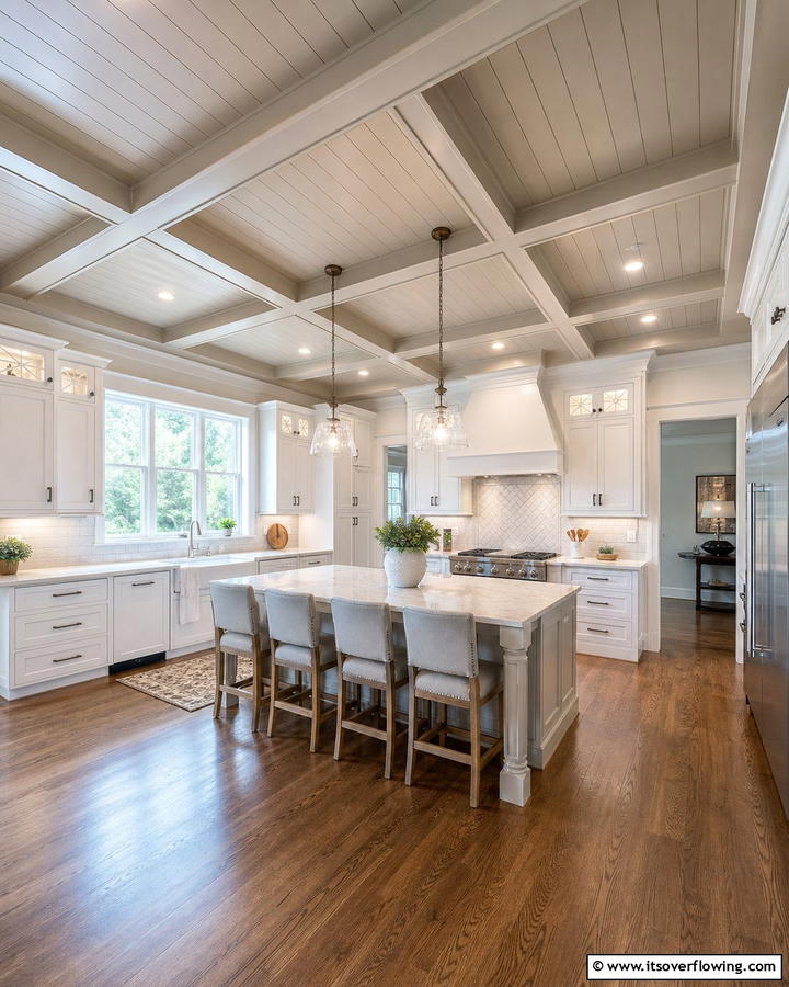 Cashmere Ceiling Accents - 20 Luxurious Cashmere Kitchen Ideas for a Cozy Feel