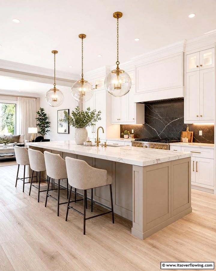 Cashmere Island Statement - 20 Luxurious Cashmere Kitchen Ideas for a Cozy Feel