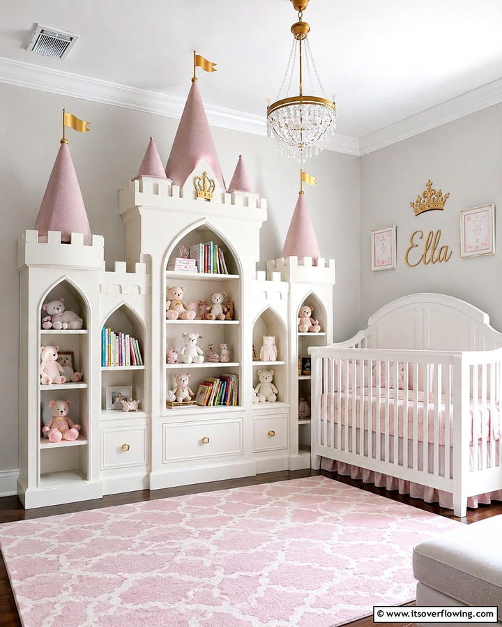Castle Inspired Shelving - 25 Princess Nursery Ideas for a Magical Baby Room