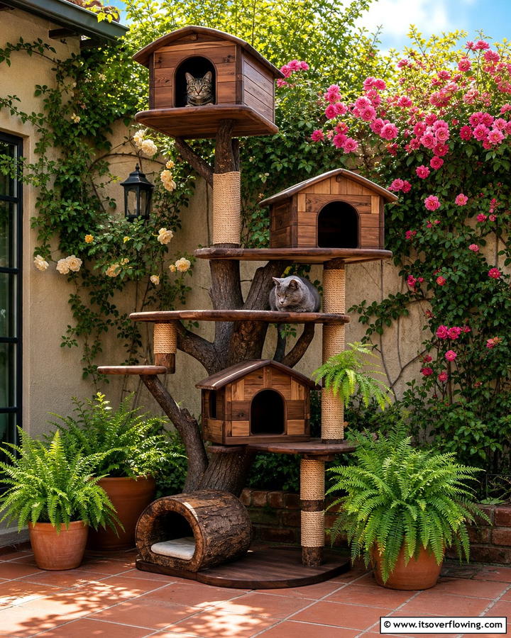 Cat Tree with Built In Shelters - 20 Outdoor Cat Tree Ideas for Your Feline Friends
