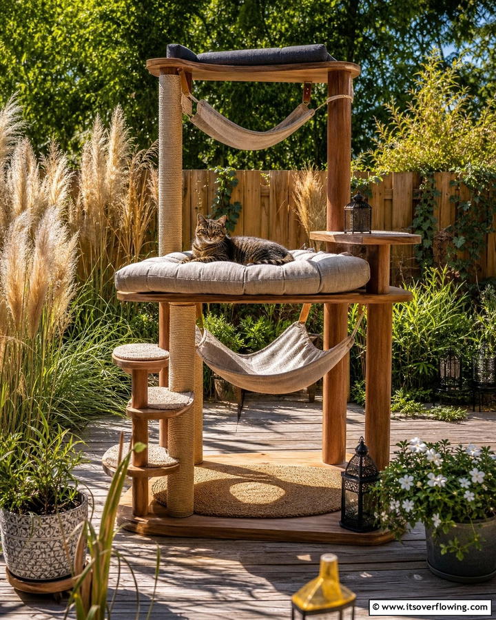Cat Tree with Hammocks - 20 Outdoor Cat Tree Ideas for Your Feline Friends