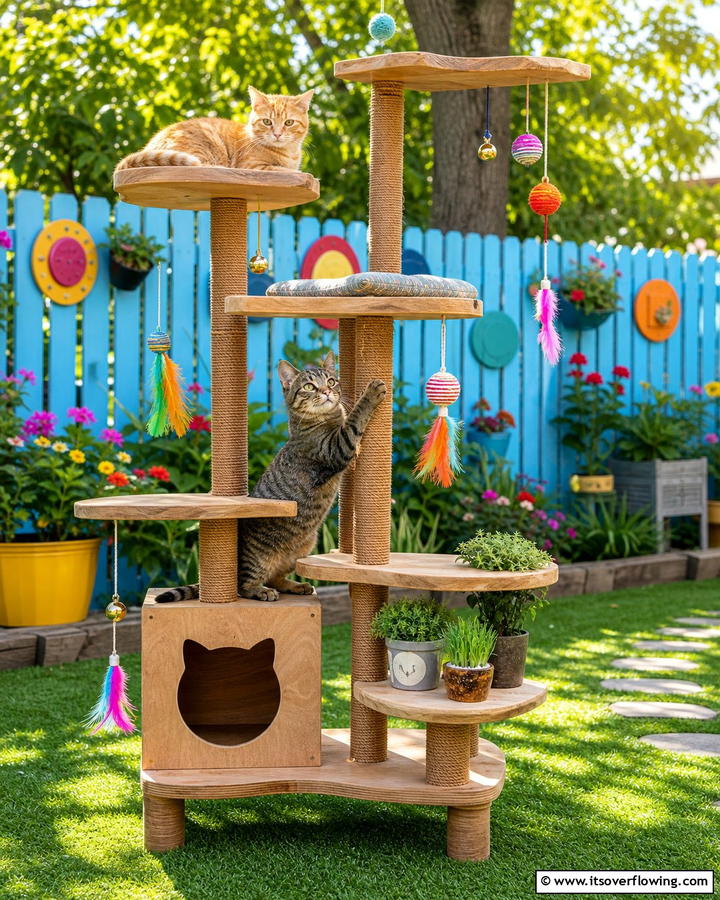Cat Tree with Interactive Toys - 20 Outdoor Cat Tree Ideas for Your Feline Friends